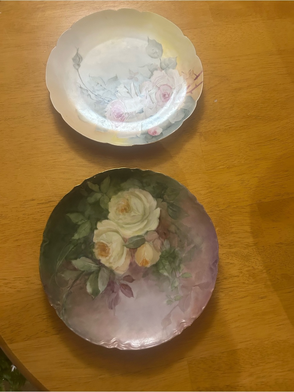 Haviland Pink and Green Floral Dessert Plates